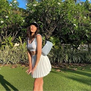 Peppermayo White Pleated Mini Skirt